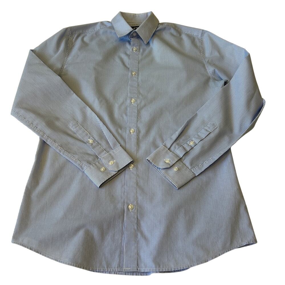 H&M Women’s Slim Fit Button Down Shirt Sz S Blue White Pinstripe Easy Iron